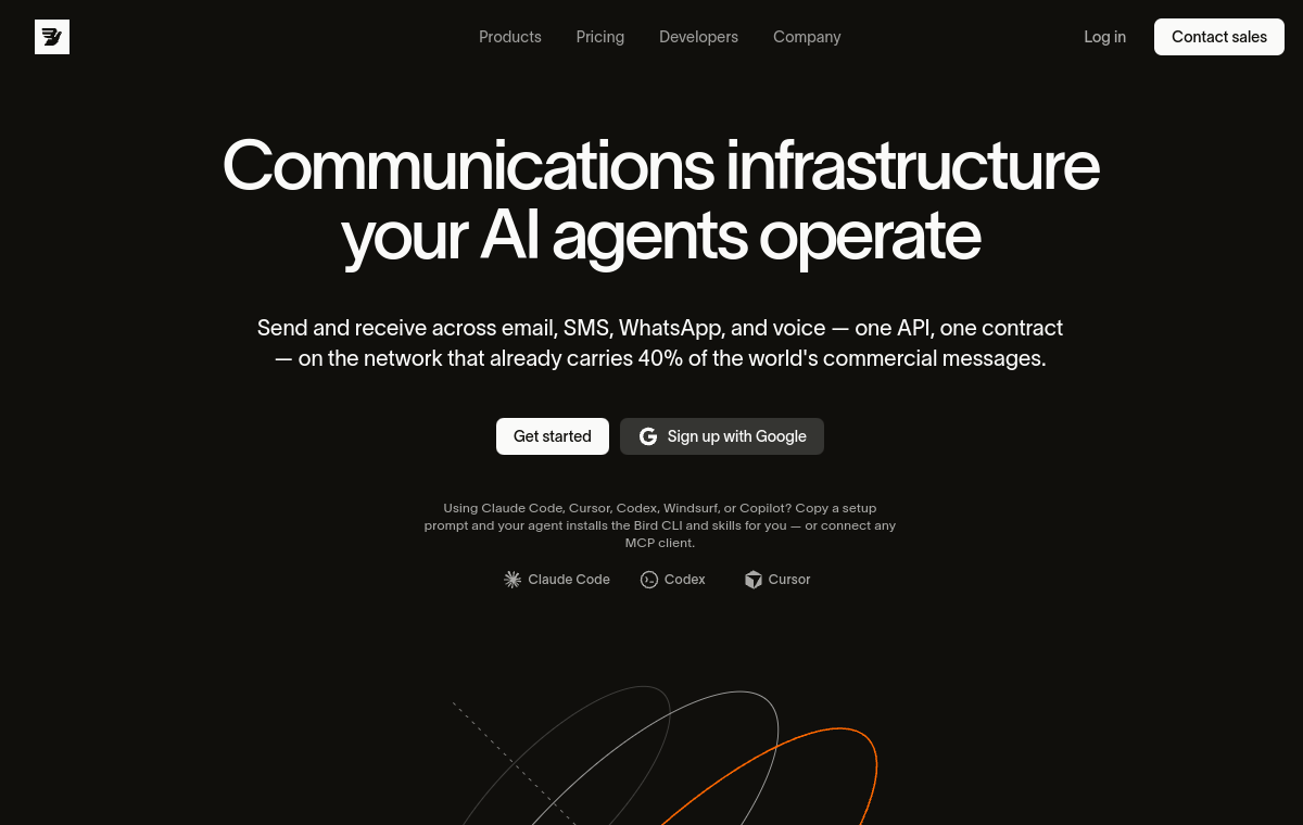Screenshot of Bird (MessageBird)